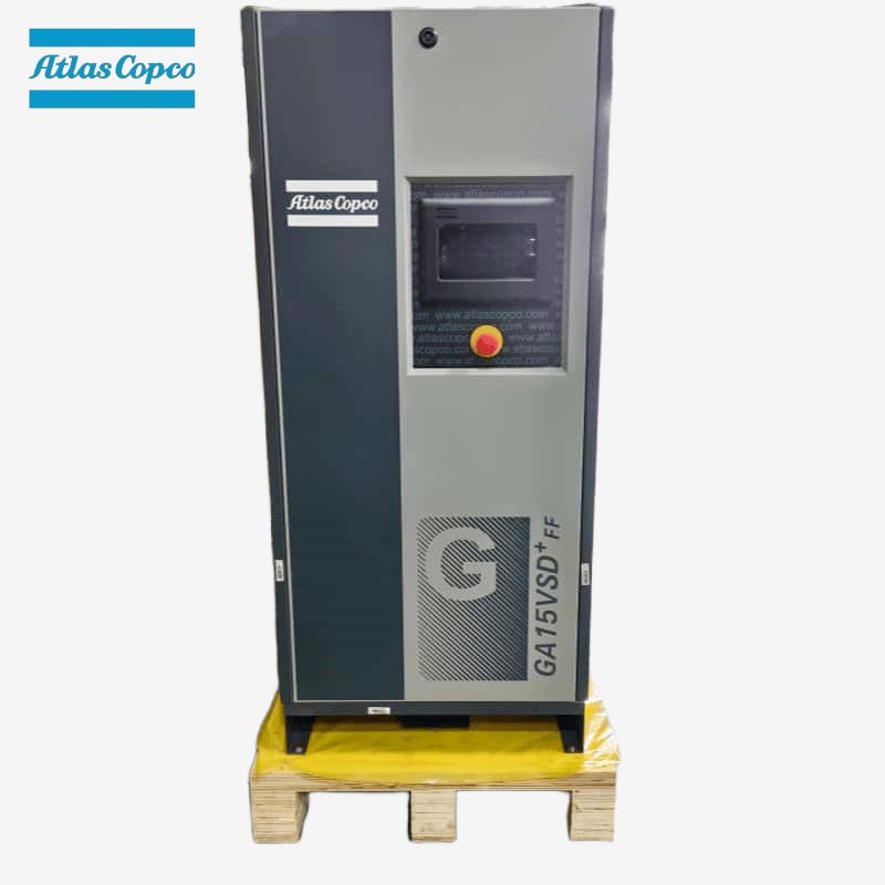 Atlas Copco GA15 VSD Plus FF 15kW 20HP व्हेरिएबल स्पीड ऑइल-इंजेक्टेड स्क्रू एअर कंप्रेसर इंटिग्रेटेड ड्रायर