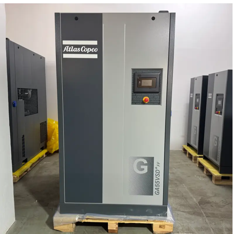 Atlas Copco GA55VSD+FF 55kW 75HP ऑइल इंजेक्टेड स्क्रू एअर कंप्रेसर ओरिजिनल इंडस्ट्रियलसाठी