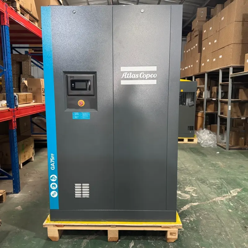 Atlas Copco GA75FF ऑइल इंजेक्टेड स्क्रू कंप्रेसर 75 kW 100 HP इंटिग्रेटेड ड्रायर अस्सल