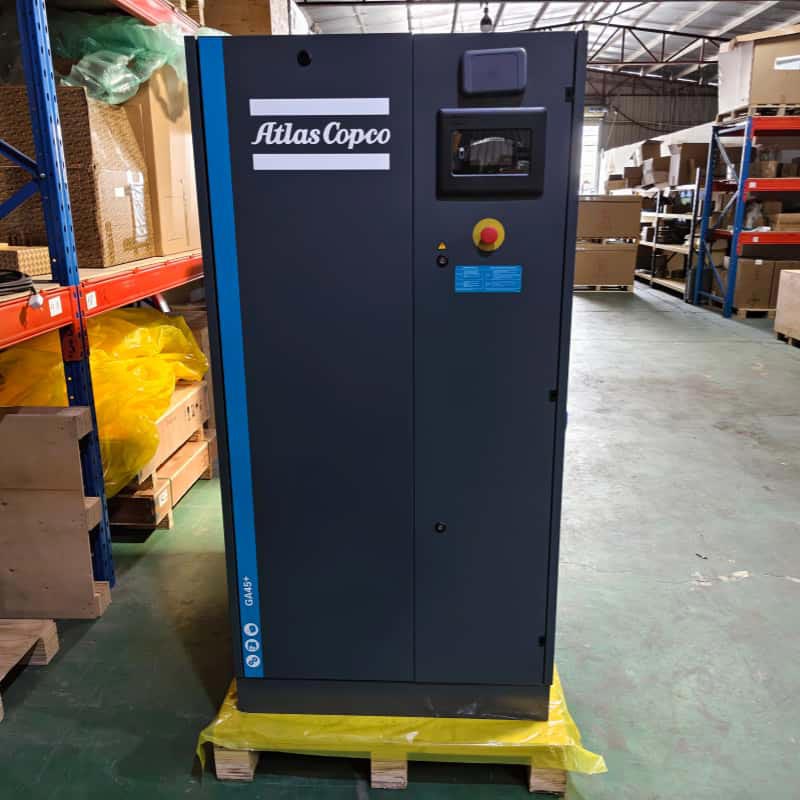 Atlas Copco स्टेशनरी रोटरी स्क्रू एअर कंप्रेसर GA45+ लुब्रिकेटेड एसी पॉवर 380V/ 400V 45KW